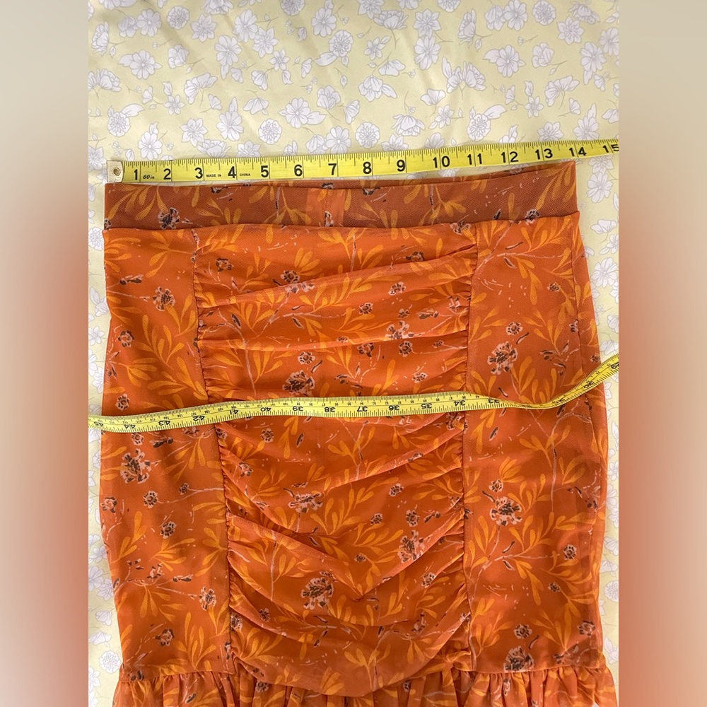 Free People Romi Mesh Mini Skirt Orange/Multi Colored Ruffle - Picture 6 of 8